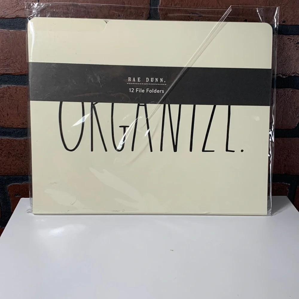 Sealed - NWT Rae Dunn 12 Tan file folders ORGANIZE SAVE FILE
